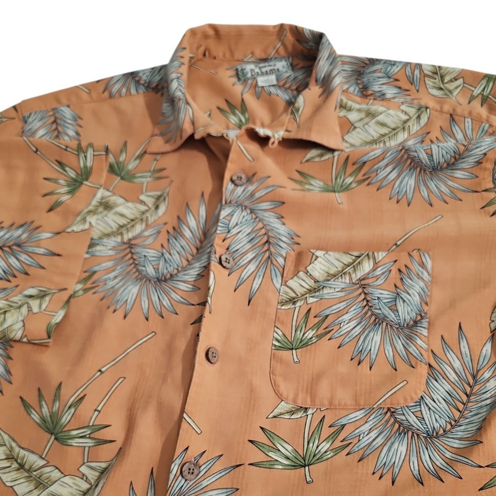 Tommy Bahama 100% Silk X-Large Hawaiian Aloha Shirt Peach Palms